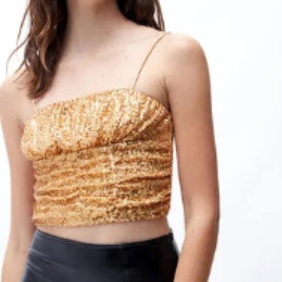 Free People Ta Da Top Gold L - Picture 1 of 10